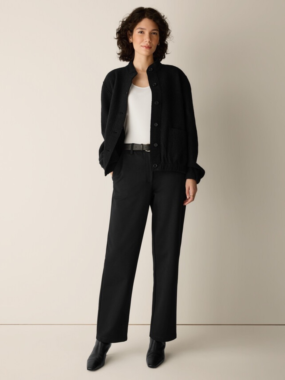 Eileen Fisher M Ponte Stretchy Trouser Zip Up Straight Leg Ponte Pant Office Eco